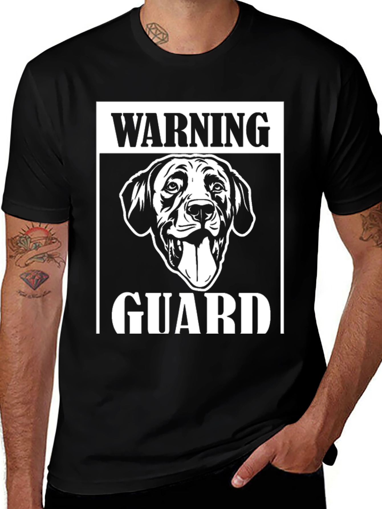 Warning Guard Dog Graphic T-Shirt