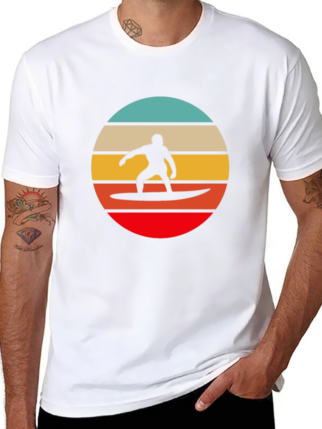 Retro Surfer Silhouette Graphic Tee