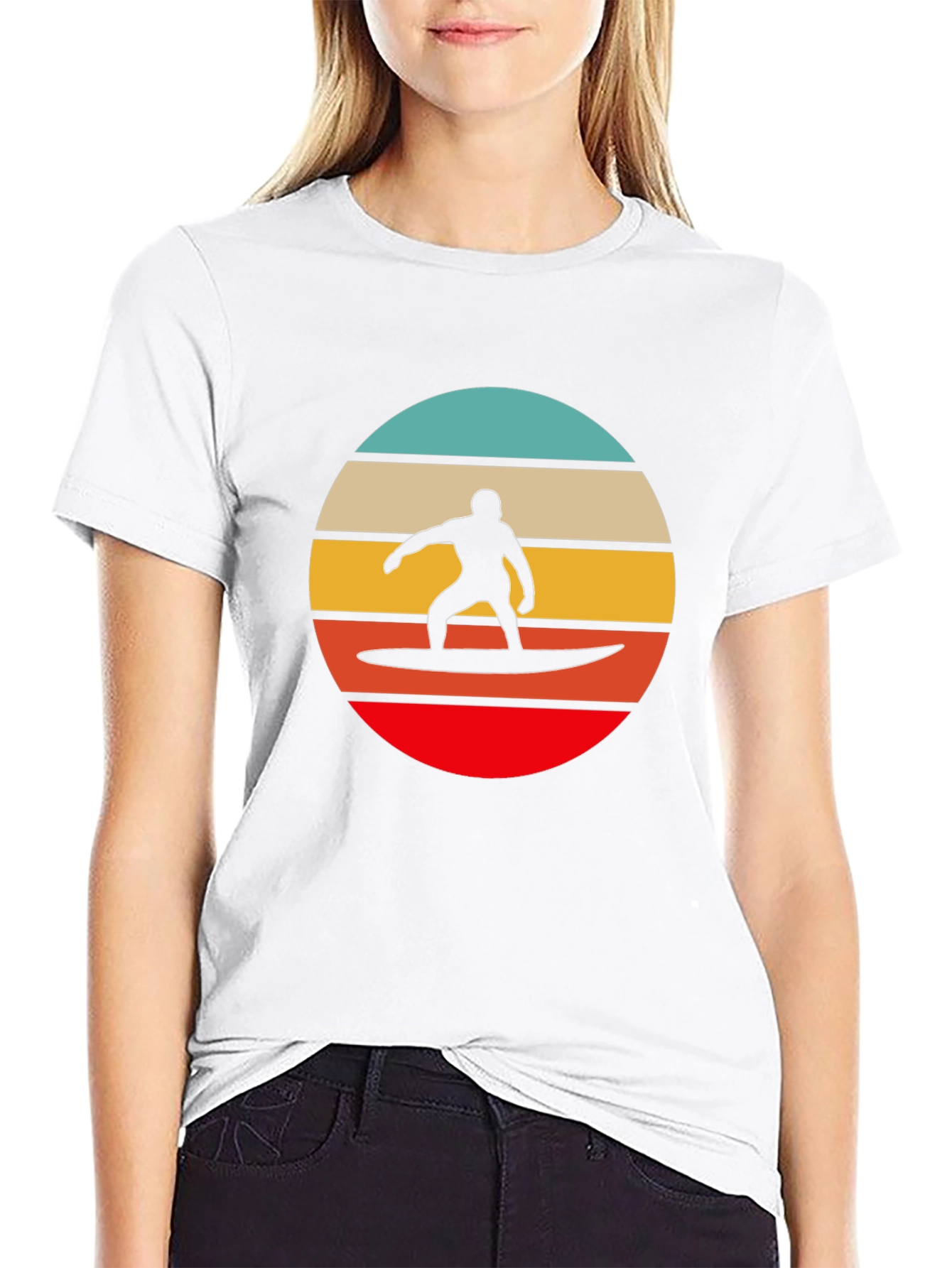 Retro Surfer Silhouette Graphic Tee