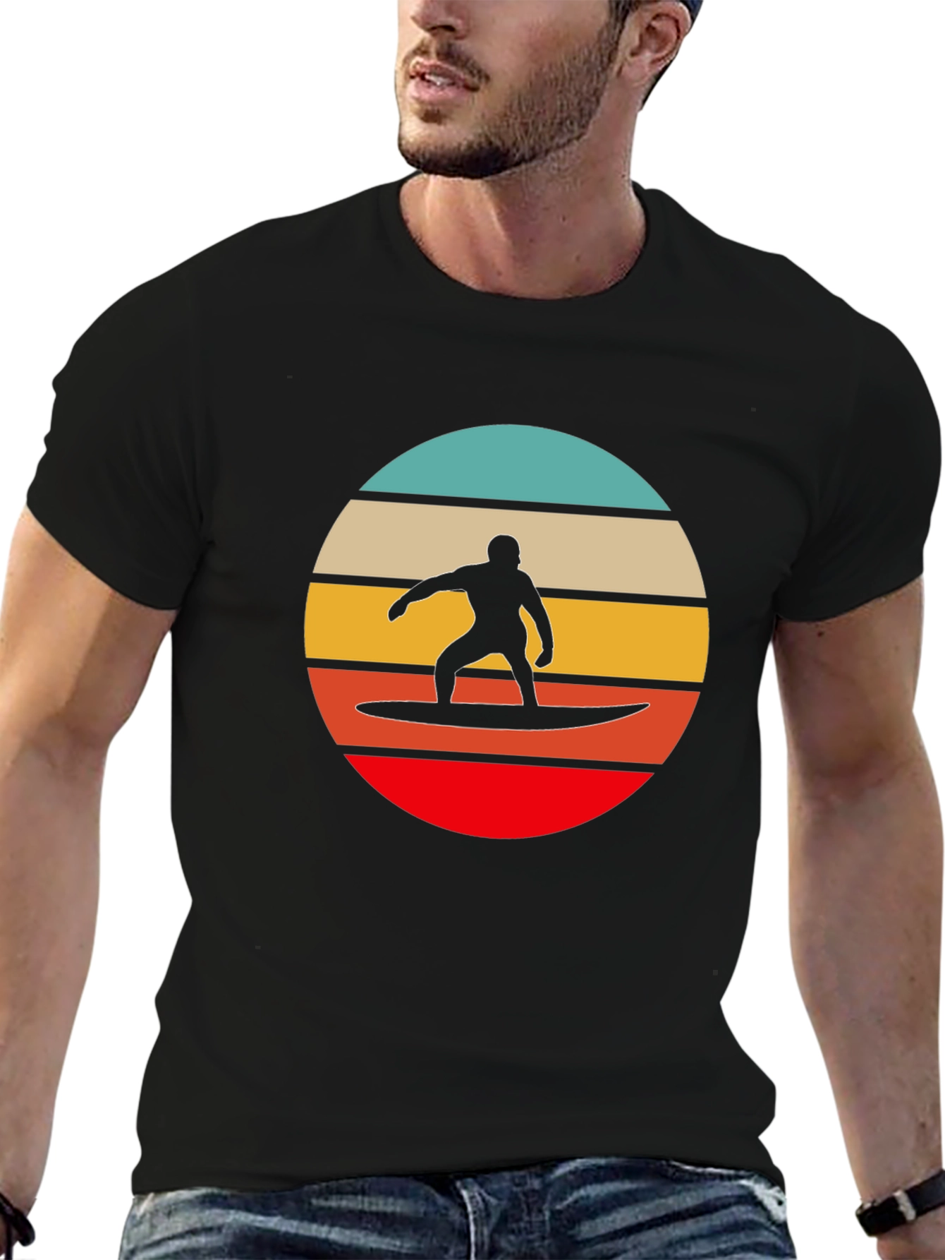 Retro Surfer Silhouette Graphic Tee