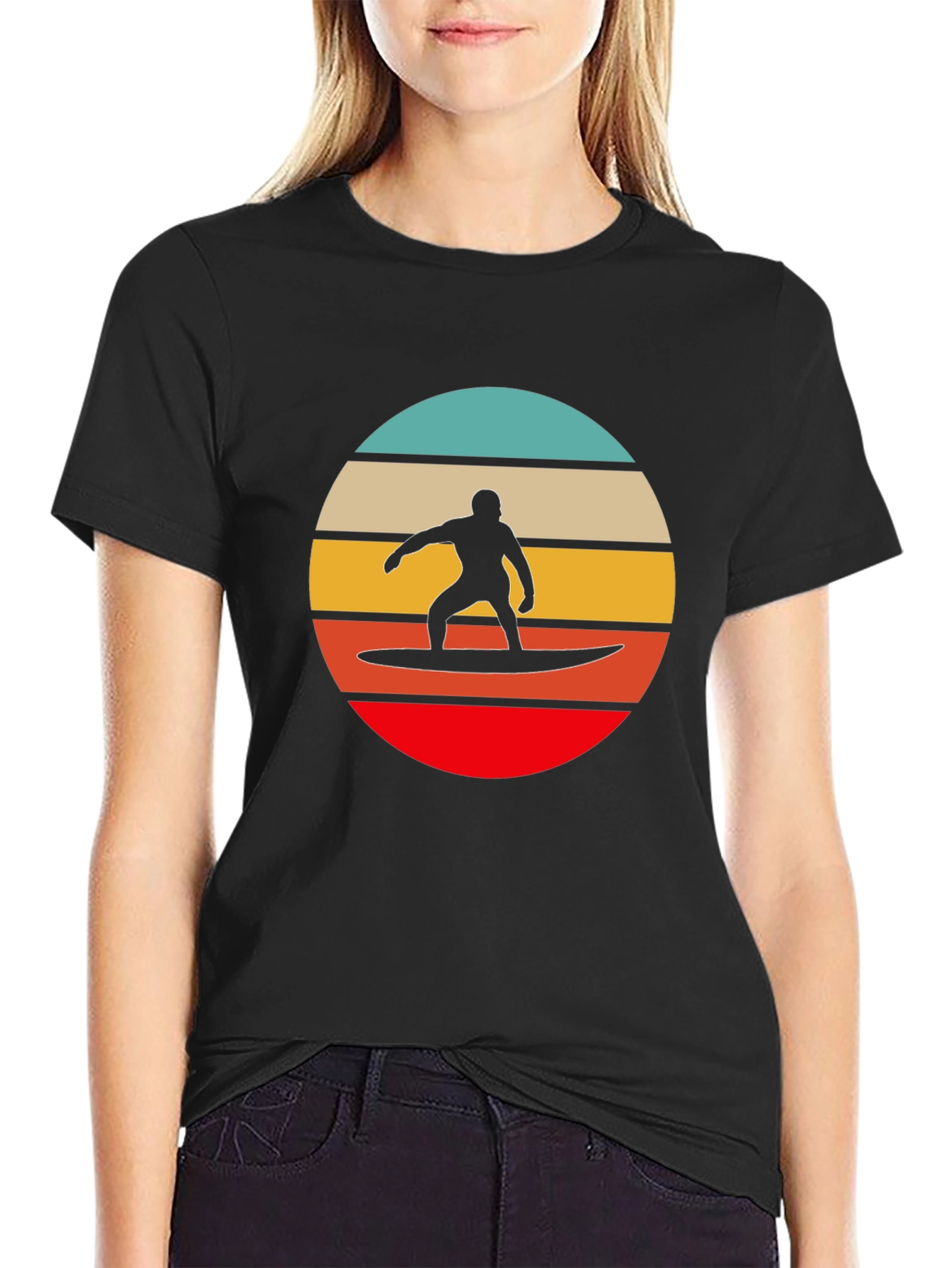 Retro Surfer Silhouette Graphic Tee