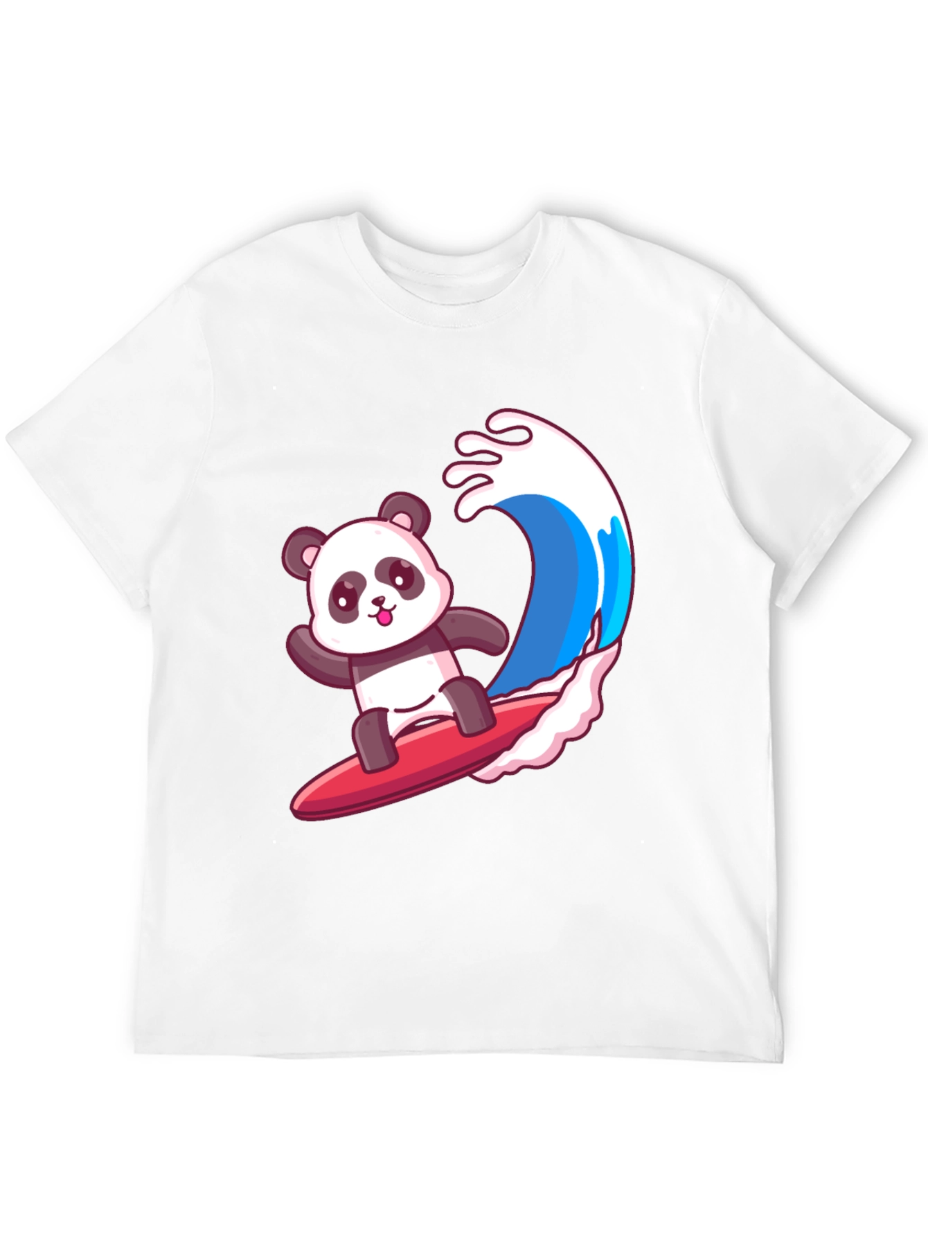 Surfing Panda Graphic Tee - Black Cotton Shirt