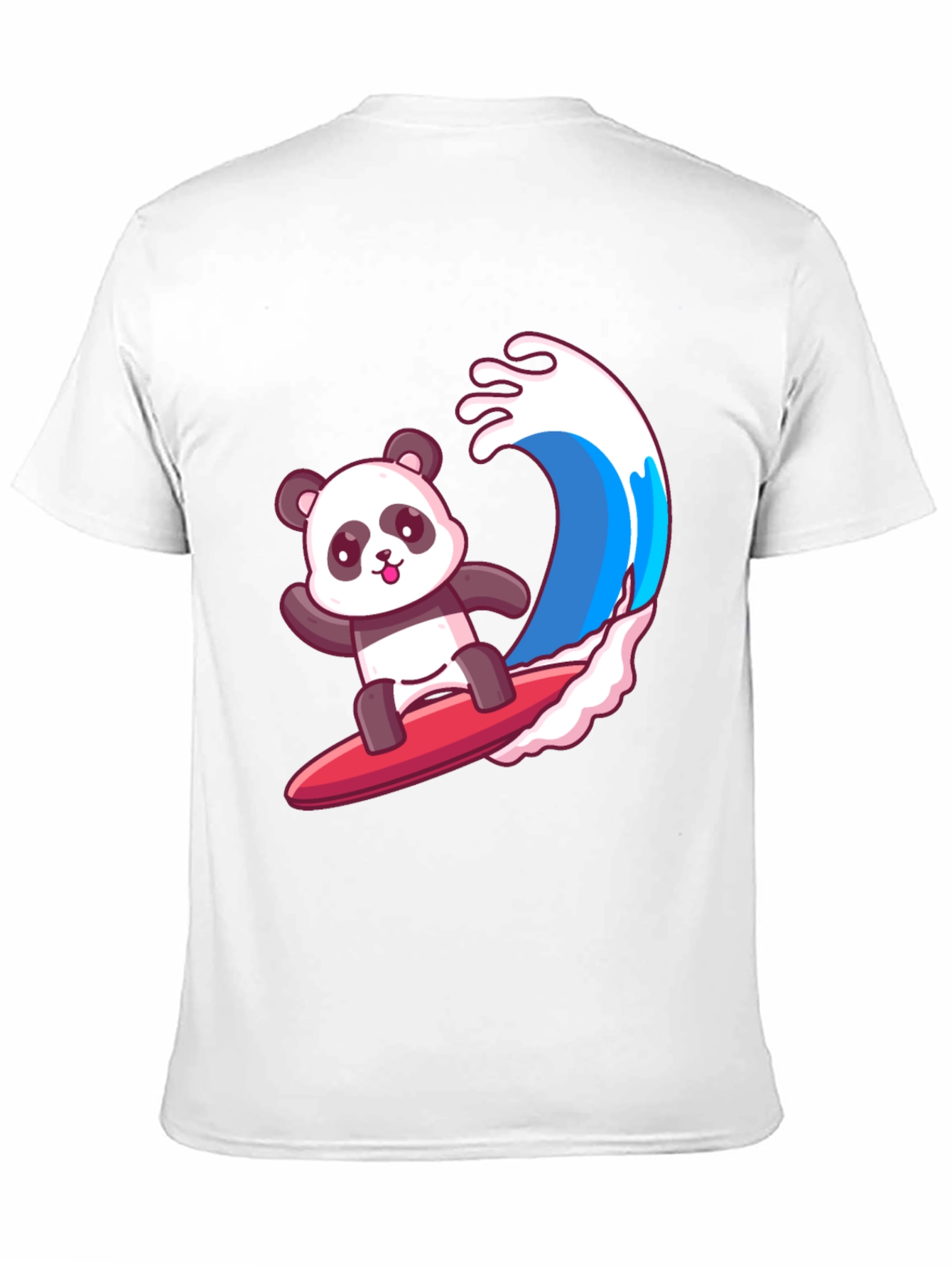 Surfing Panda Graphic Tee - Black Cotton Shirt