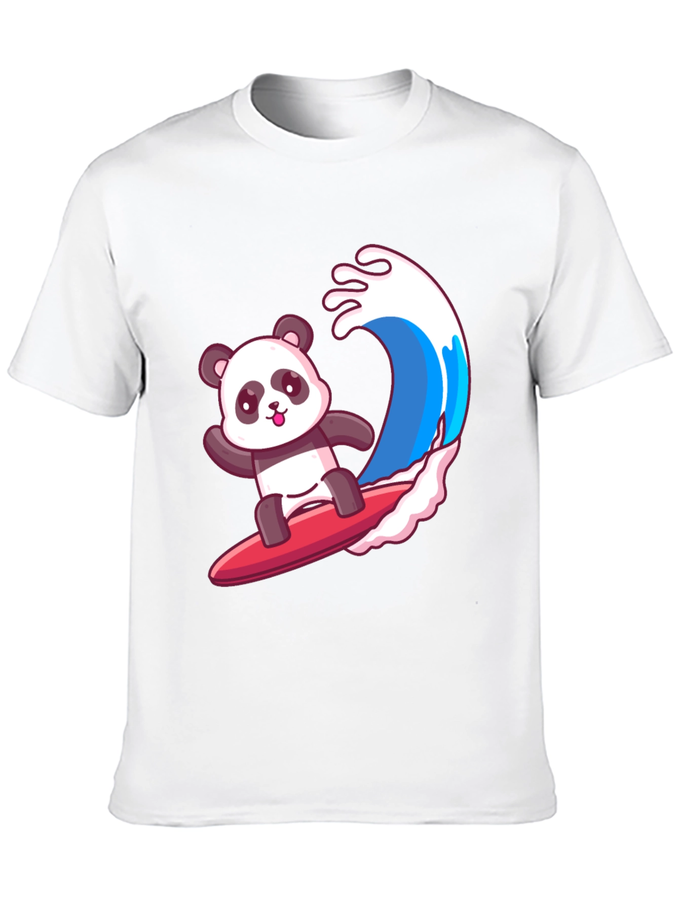 Surfing Panda Graphic Tee - Black Cotton Shirt