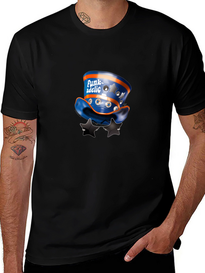 Funky Hat & Stars Black T-Shirt