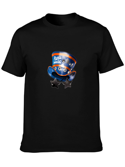 Funky Hat & Stars Black T-Shirt