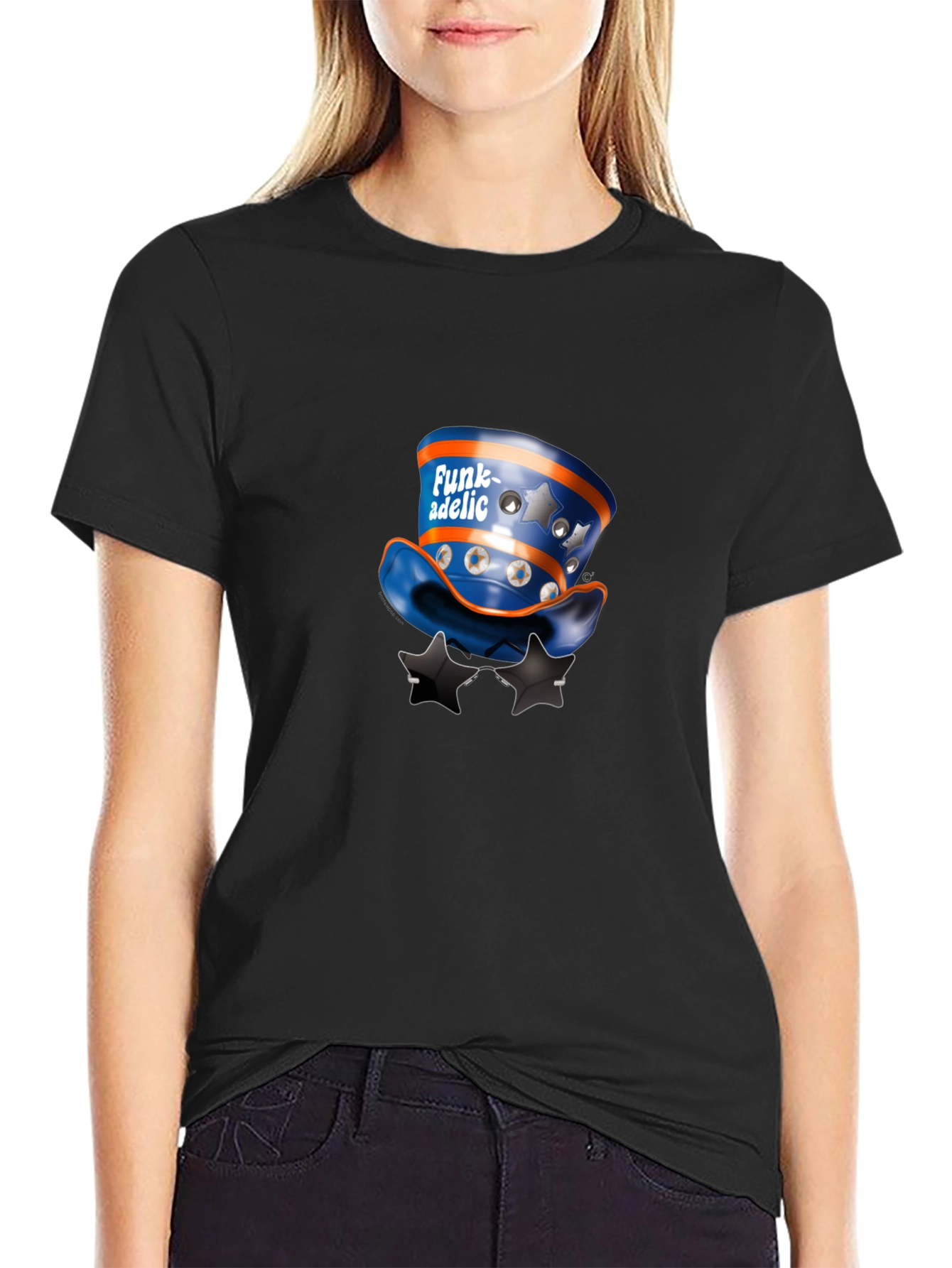 Funky Hat & Stars Black T-Shirt