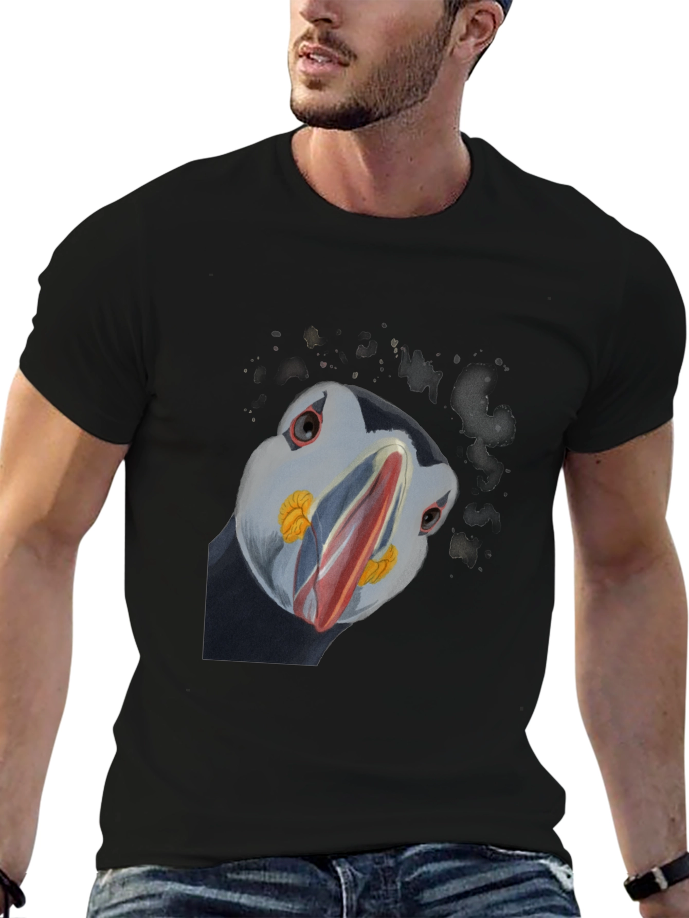 Puffin Graphic Print Black T-Shirt