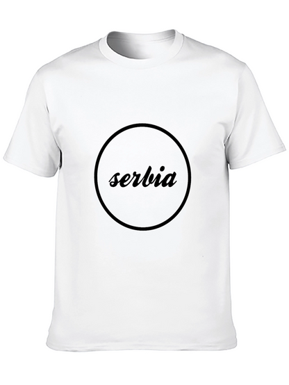 Serbia Black T-Shirt - Stylish Round Design
