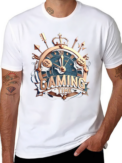 Gaming Time Black T-Shirt: Gamer Clock Design