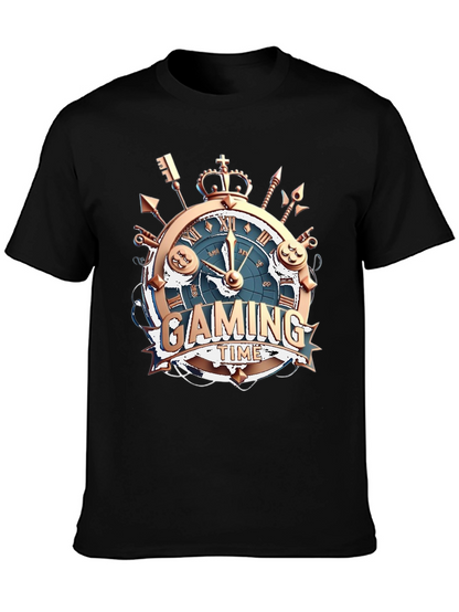 Gaming Time Black T-Shirt: Gamer Clock Design