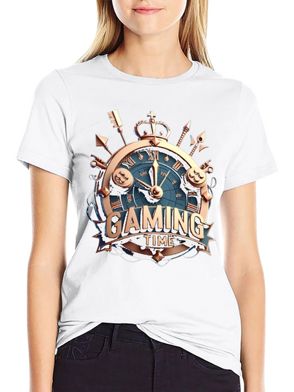 Gaming Time Black T-Shirt: Gamer Clock Design