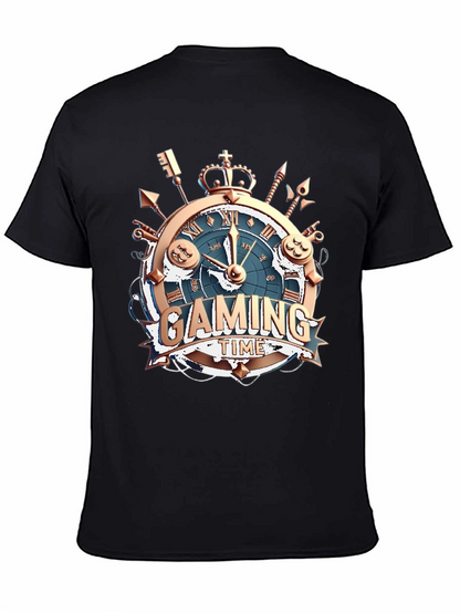 Gaming Time Black T-Shirt: Gamer Clock Design