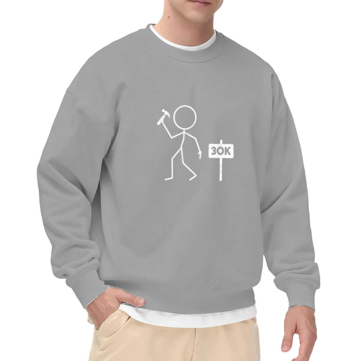 30K Hammer Marathon Crewneck Sweatshirt - Running Achievement Motivation Pullover