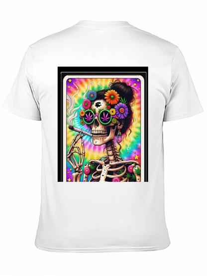 Skull Hippie T-Shirt - Trippy Skeleton Design