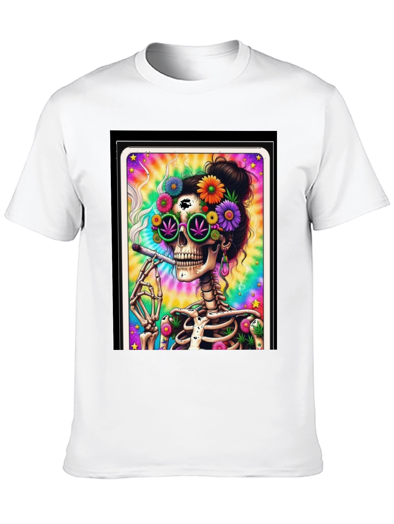 Skull Hippie T-Shirt - Trippy Skeleton Design
