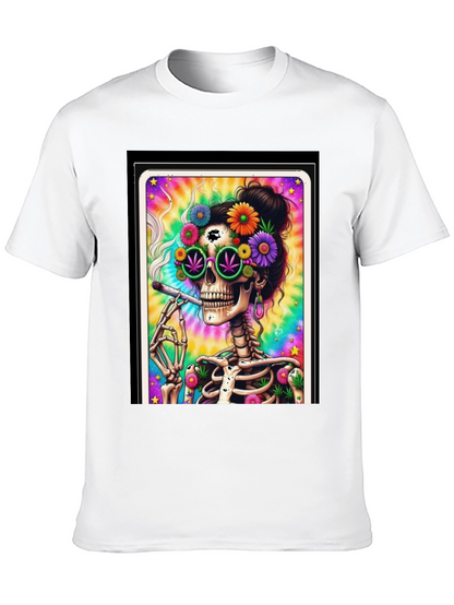 Skull Hippie T-Shirt - Trippy Skeleton Design