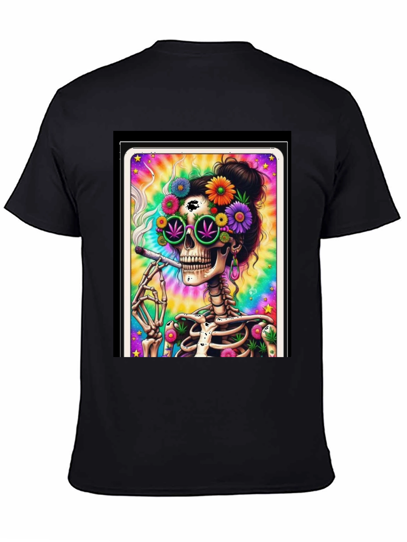 Skull Hippie T-Shirt - Trippy Skeleton Design