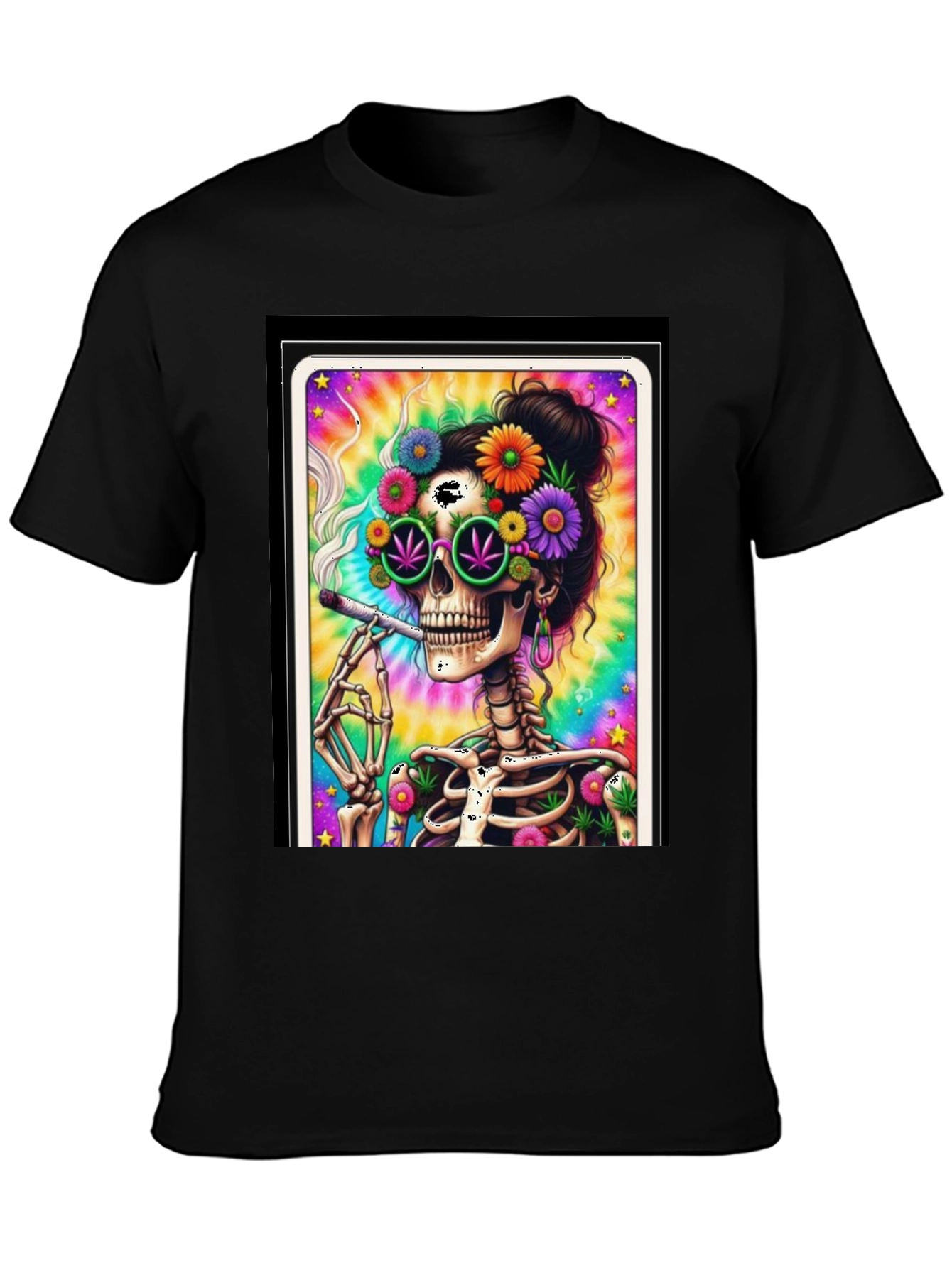 Skull Hippie T-Shirt - Trippy Skeleton Design
