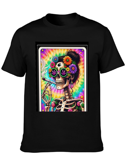 Skull Hippie T-Shirt - Trippy Skeleton Design