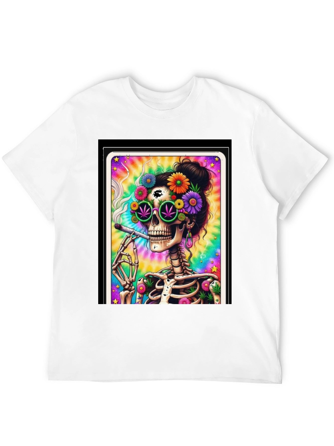 Skull Hippie T-Shirt - Trippy Skeleton Design