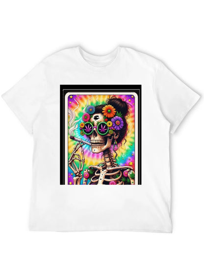 Skull Hippie T-Shirt - Trippy Skeleton Design