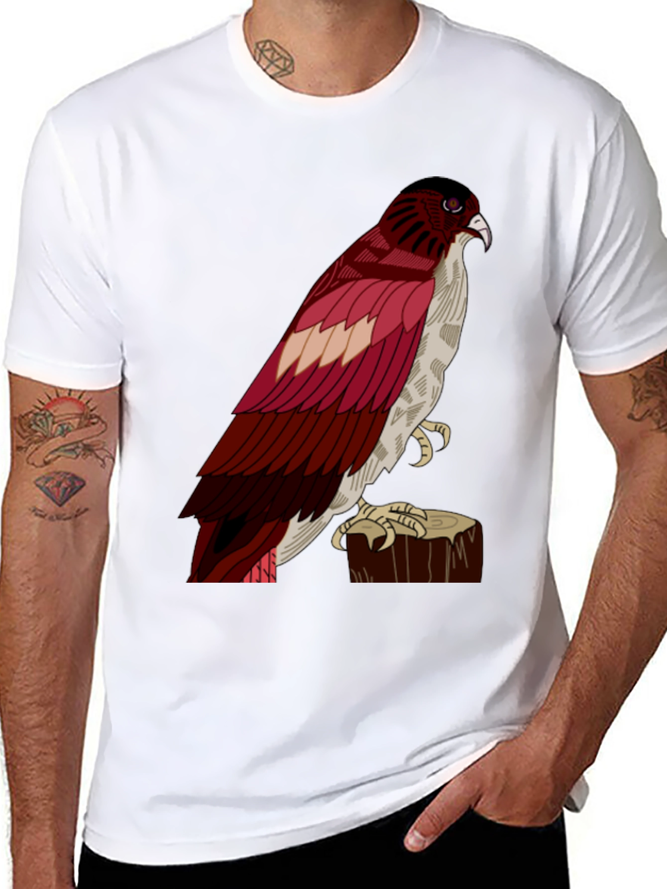 Hawk Graphic Tee - Mens Casual Black T-Shirt