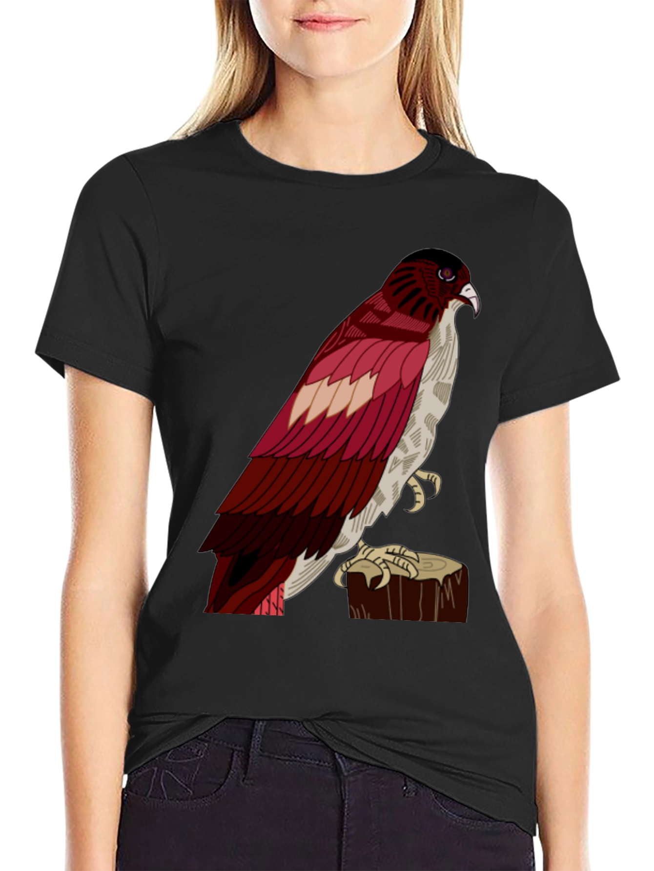 Hawk Graphic Tee - Mens Casual Black T-Shirt
