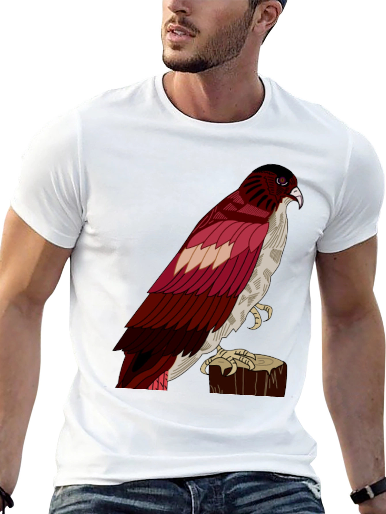 Hawk Graphic Tee - Mens Casual Black T-Shirt
