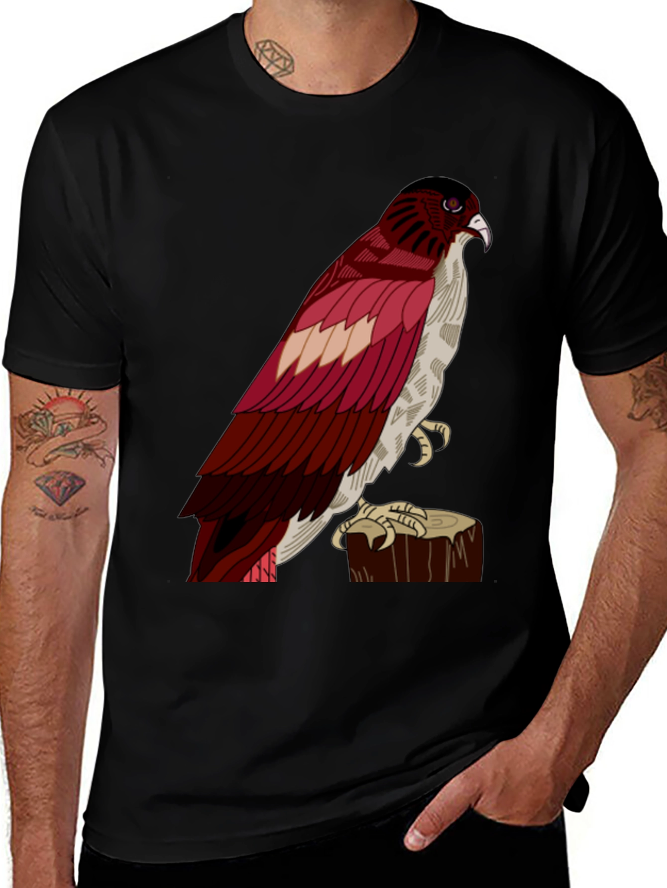 Hawk Graphic Tee - Mens Casual Black T-Shirt