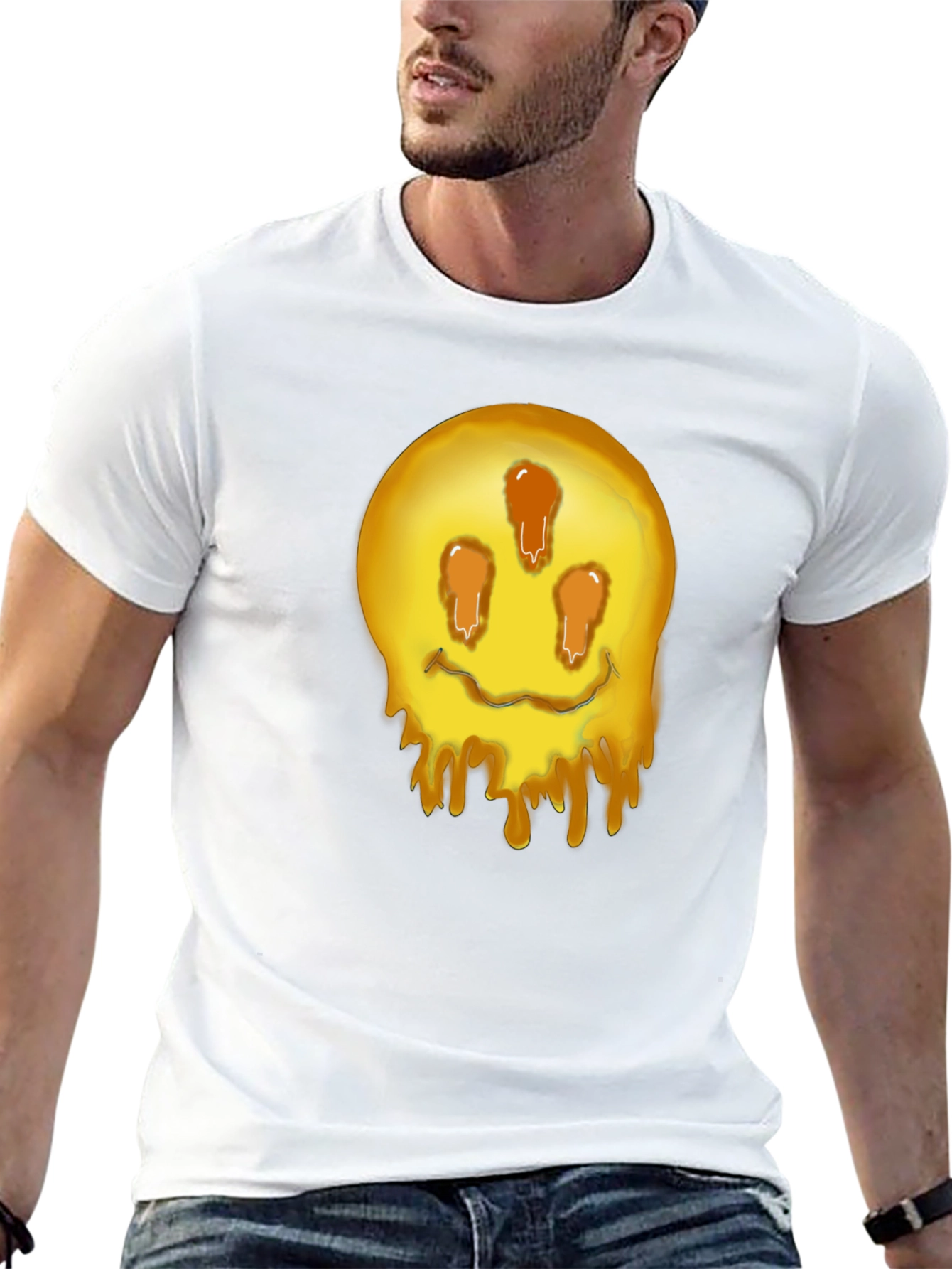 Melting Smiley Graphic Tee - Black