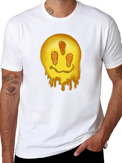 Melting Smiley Graphic Tee - Black