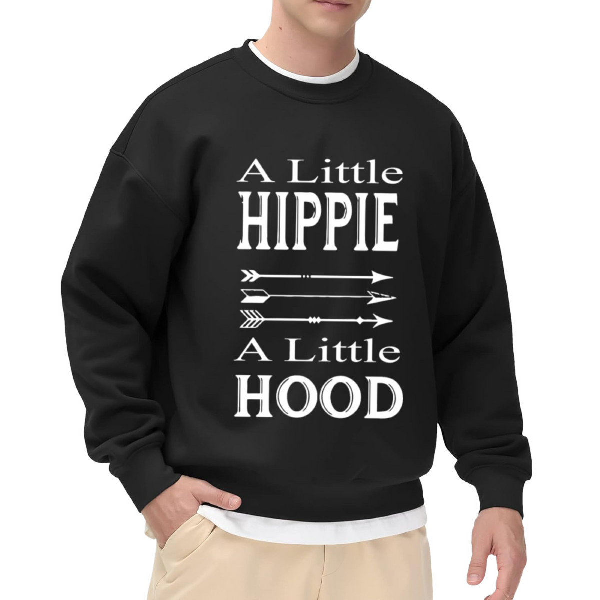 A Little Hippie A Little Hood Crewneck Sweatshirt - Urban Boho Streetwear Pullover