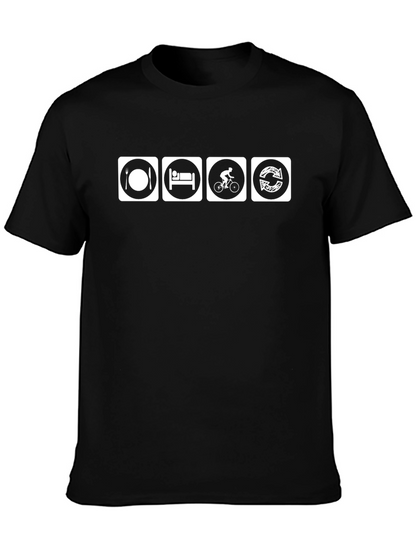 Eat Sleep Cycle Repeat Black T-Shirt