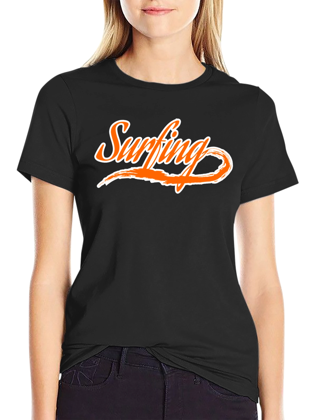 Surfing Graphic Tee - Cool Black T-Shirt