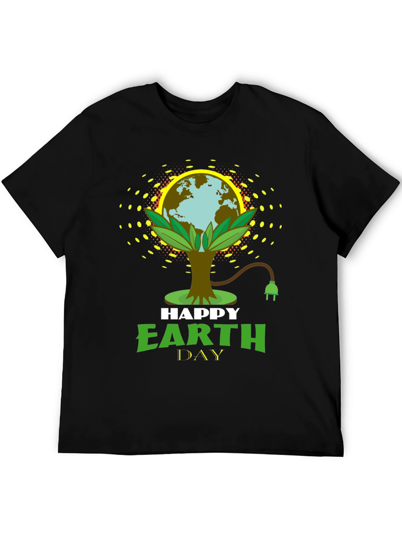Happy Earth Day Black Graphic T-Shirt