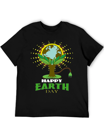 Happy Earth Day Black Graphic T-Shirt