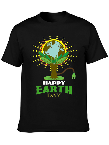 Happy Earth Day Black Graphic T-Shirt