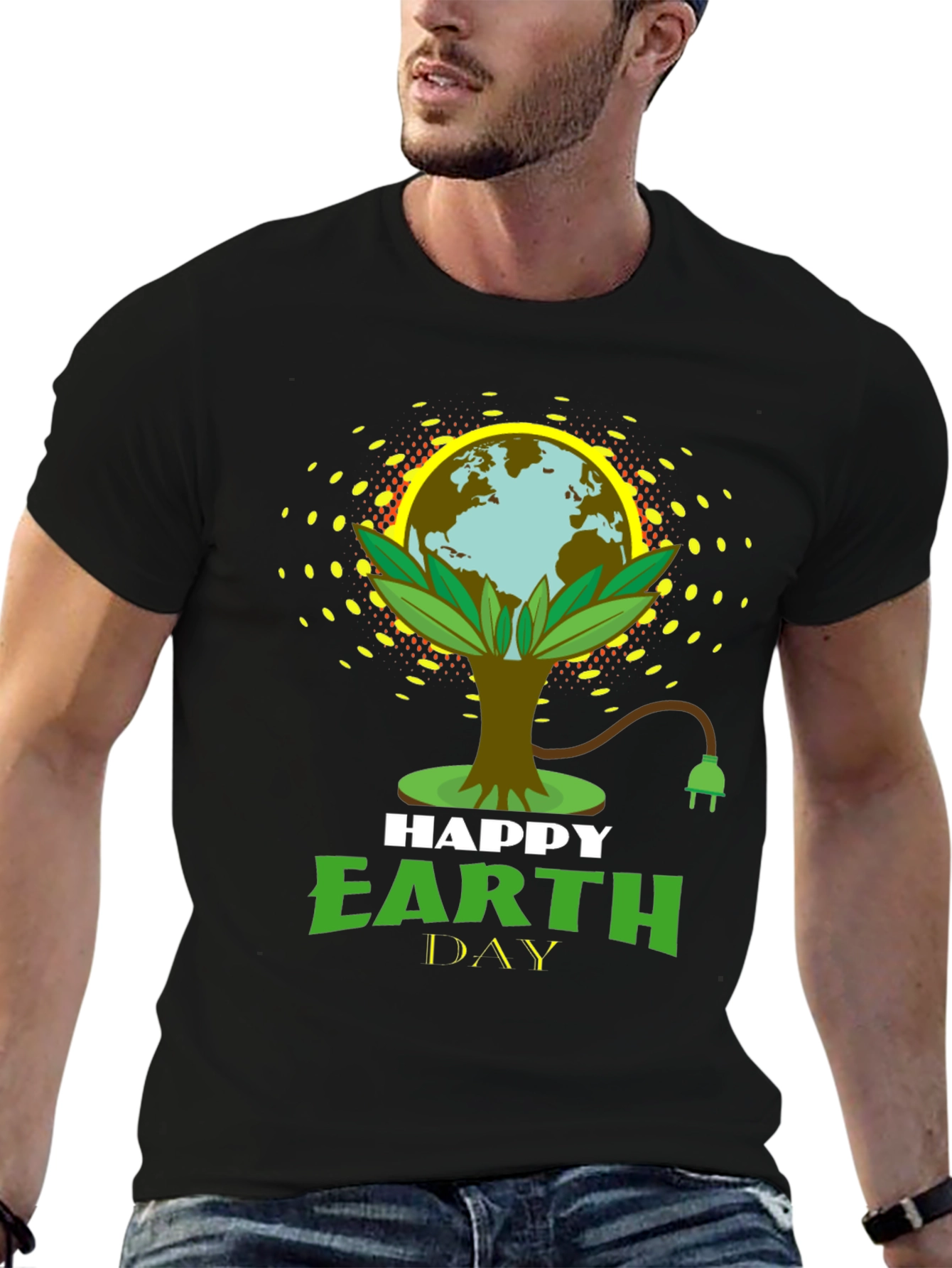 Happy Earth Day Black Graphic T-Shirt