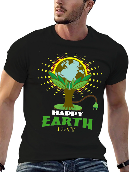 Happy Earth Day Black Graphic T-Shirt