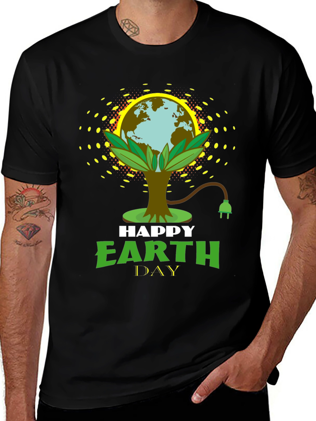 Happy Earth Day Black Graphic T-Shirt