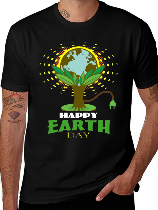 Happy Earth Day Black Graphic T-Shirt