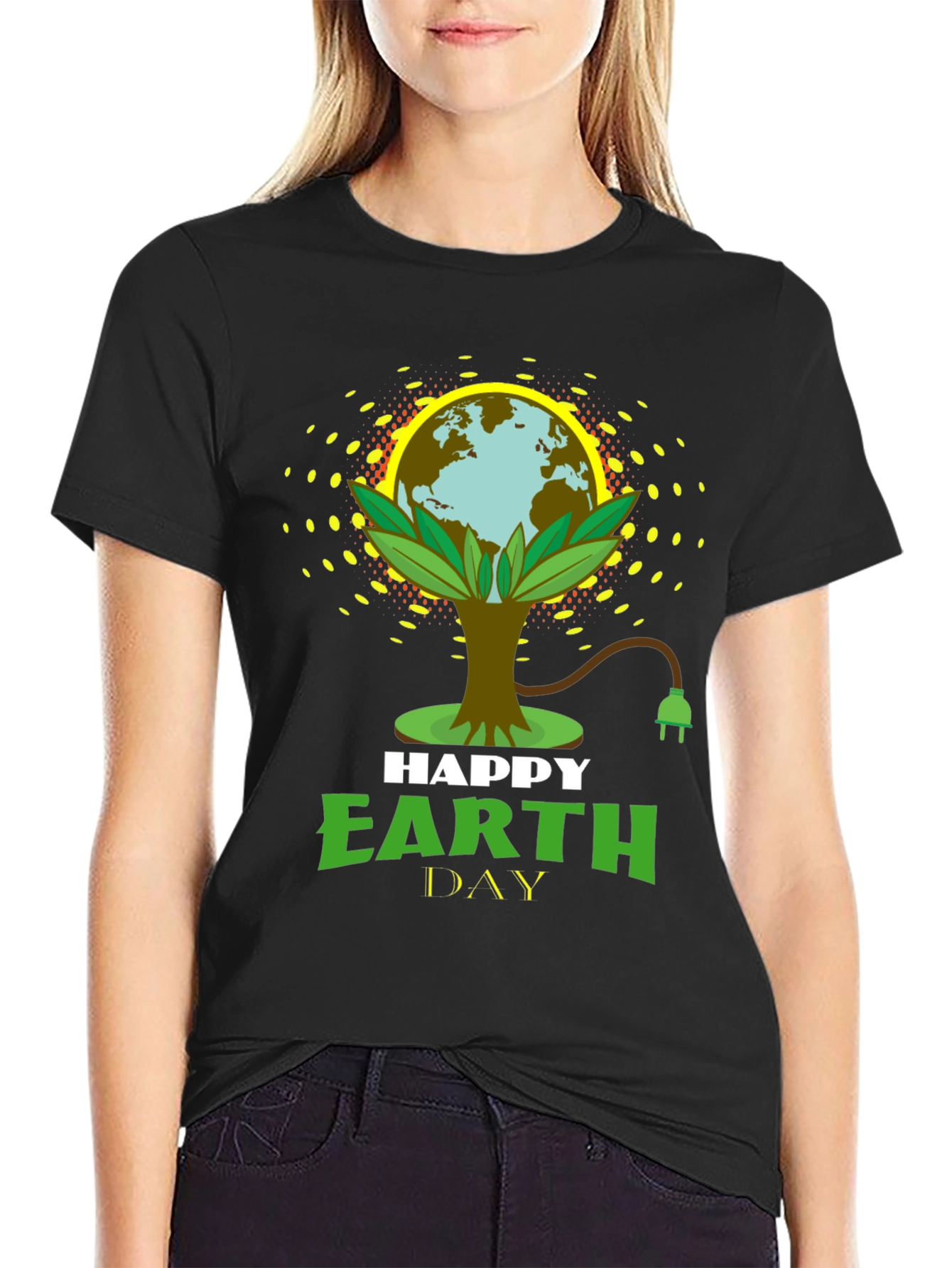 Happy Earth Day Black Graphic T-Shirt