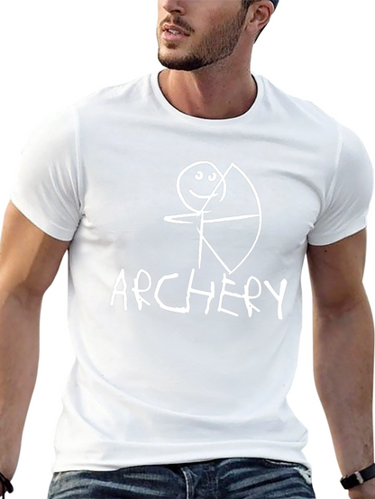 Archery Stick Figure T-Shirt - Casual Graphic Tee