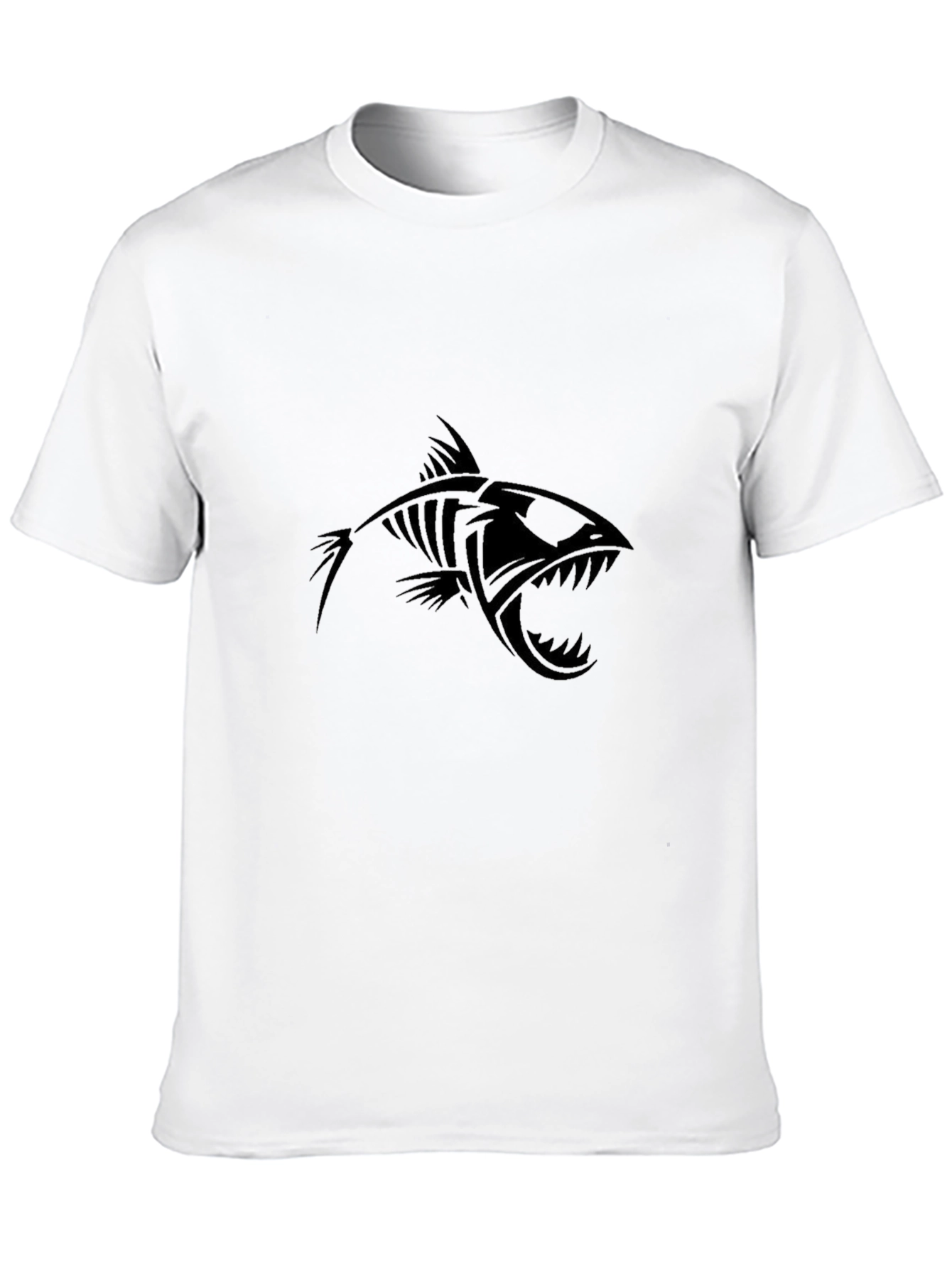 Edgy Fish Skeleton Graphic Black T-Shirt