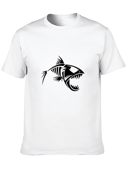 Edgy Fish Skeleton Graphic Black T-Shirt
