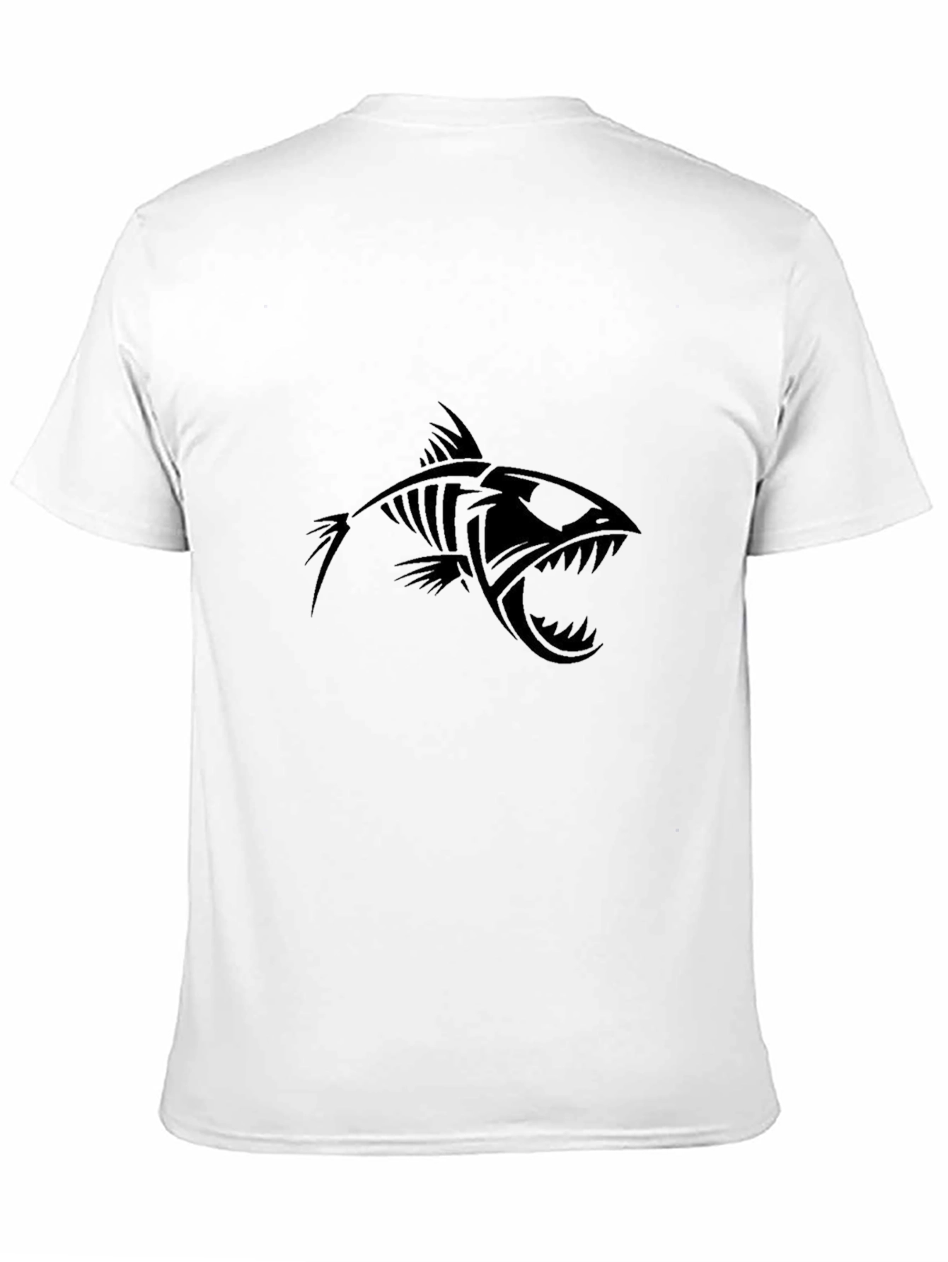 Edgy Fish Skeleton Graphic Black T-Shirt