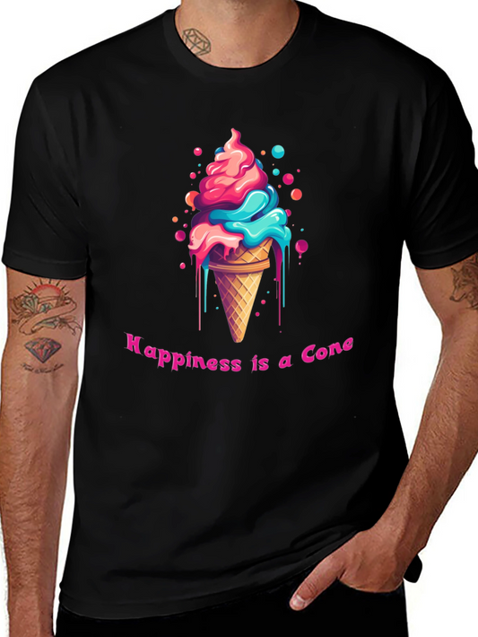 Happiness Cone Graphic Tee - Soft Cotton Blend Comfort