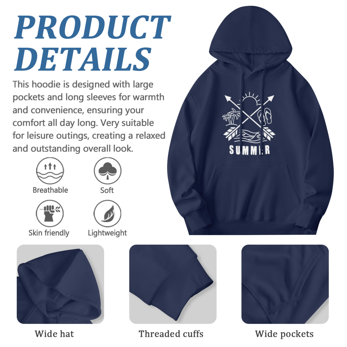 Summer Vibes Navy Hoodie