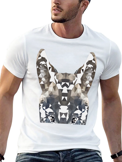 Geometric Wolf Graphic Tee - Cool Mens T-Shirt